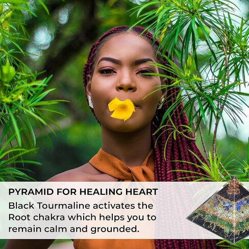 New Orgone Pyramid for Healing Heart | Black Tourmaline | Lapis Lazuli | Amazonite | Green Jade Orgonite Pyramid for E-Energy Protection - Crystal Chakra Stone Pyramid in Kuwait