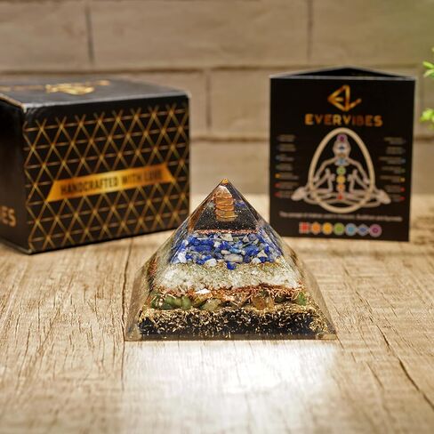New Orgone Pyramid for Healing Heart | Black Tourmaline | Lapis Lazuli | Amazonite | Green Jade Orgonite Pyramid for E-Energy Protection - Crystal Chakra Stone Pyramid in Kuwait