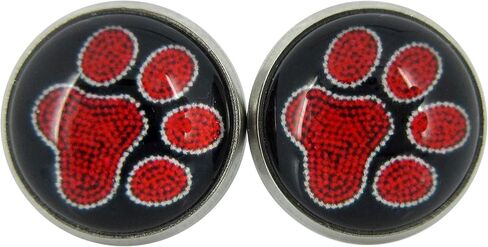 Stainless Steel Paw Print Glass Stud Earrings 12mm (Aqua) in Saudi Arabia