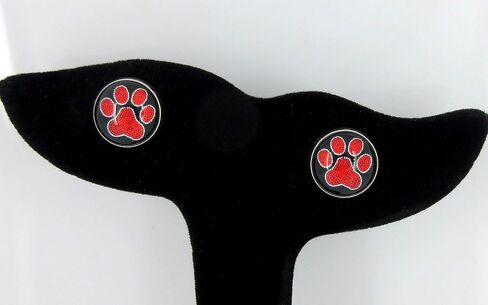 Stainless Steel Paw Print Glass Stud Earrings 12mm (Aqua) in Saudi Arabia