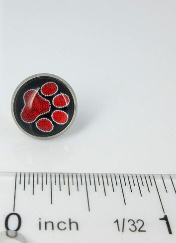Stainless Steel Paw Print Glass Stud Earrings 12mm (Aqua) in Saudi Arabia