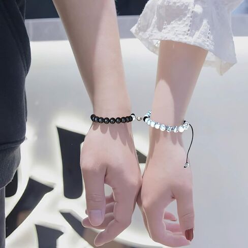 Magnetic Bracelets for Couples Distance Bracelet Heart Natural Stone Matching Bracelets For Couples Friendship Best Friend Boyfriend And Girlfriend in Kuwait