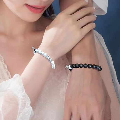 Magnetic Bracelets for Couples Distance Bracelet Heart Natural Stone Matching Bracelets For Couples Friendship Best Friend Boyfriend And Girlfriend in Kuwait