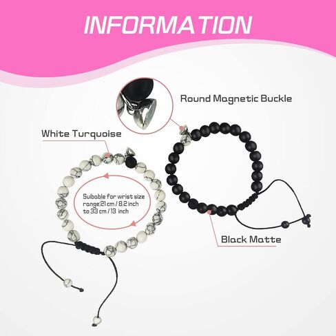 Magnetic Bracelets for Couples Distance Bracelet Heart Natural Stone Matching Bracelets For Couples Friendship Best Friend Boyfriend And Girlfriend in Kuwait