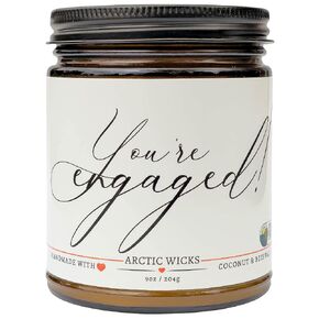 Mr & Mrs 2023 Engagement Gift Candle | Citrus Floral Scent | Arctic Wicks 9oz Natural Coconut Beeswax Candles Amber Jar | Wedding Candles Non-Toxic Clean Burn 100% USDA Certified Biobased