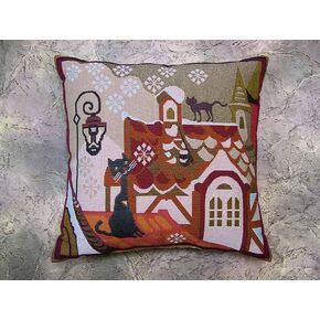 Tapestry Pillowcase. CAT LIFE - WINTER. 17.5 x 17.5 In (45х45 cm) in Saudi Arabia