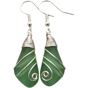 Yinahawaii Handmade Hawaiian Sea Glass Earrings, Wire Wrapped Earrings, Sea Glass Jewelry For Women Beach Jewelry For Women, Unique Birthday Gift For Women (Black) in Saudi Arabia