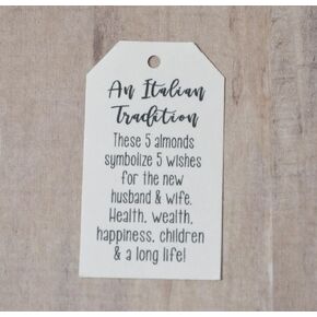 Jordan Almond Wedding Tags, Five Almond Tags, Five Wishes Tags, Italian Wedding Tradition, Wedding Tradition, Favor Tags, White (30 tags) in Saudi Arabia