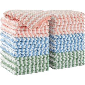 JOYMOOP Microfiber Cleaning Cloth, Kitchen Towels for Dish Drying Washing, Absorbent Streak Free Lint Free Rags for Cleaning, Reusable and Washable Towels-18 Pack,10"x10"