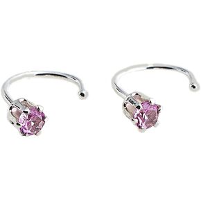 Black Spinel 18 GA Sterling Silver Small Half Huggie Piercing Cuff Hoop Earrings for Women Cartilage Hypoallergenic Piercing Stud (Black Spinel 3mm/ 18 gauge)