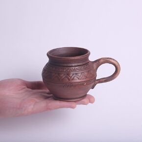 Handmade Stoneware Pottery Espresso Mug 6.7 oz - Unique Tea Cups from Clay - Brown Ceramic Coffee Mugs Earthenware - Handcrafted Pottery Gifts for Men Coffee lovers gift Ukrainian mug with handle in Saudi Arabia