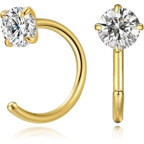 Gold Small Hoop Earrings for Women, Tiny CZ Huggie Half Hoop Earrings for Girls, Hypoallergenic Jewelry Trendy Earring Studs, Simple Earrings for Christmas Birthday Wedding Celebrations (Black)