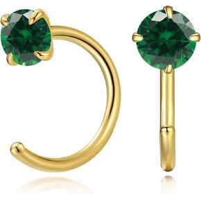 Gold Small Hoop Earrings for Women, Tiny CZ Huggie Half Hoop Earrings for Girls, Hypoallergenic Jewelry Trendy Earring Studs, Simple Earrings for Christmas Birthday Wedding Celebrations (Black)