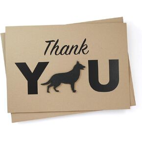 بطاقة Cat Thanks You Greeting Notecard مصنوعة يدويًا مقاس 5 × 7 بطاقة صورة ظلية لقط أسود مع مغلف بني كرافت فارغ من الداخل