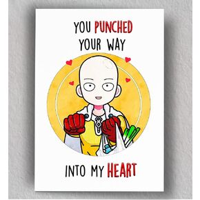 You PUNCHed Your Way Into My Heart Valentine's Card | Handmade Anime Greeting Card | Card for Girlfriend/Boyfriend | Birthday Card | Blank Card in Saudi Arabia