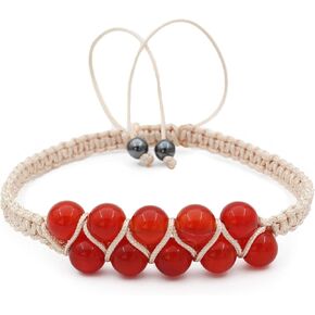 Macrame Knit Bracelet with Gemstone Agate Sardonyx, Special Desing, 8 mm (0,39") Beads, Healing Crystal Stones, Reiki and Meditation Bracelets, Adjustable, Unisex Adult or Child, Black Rope in Saudi Arabia