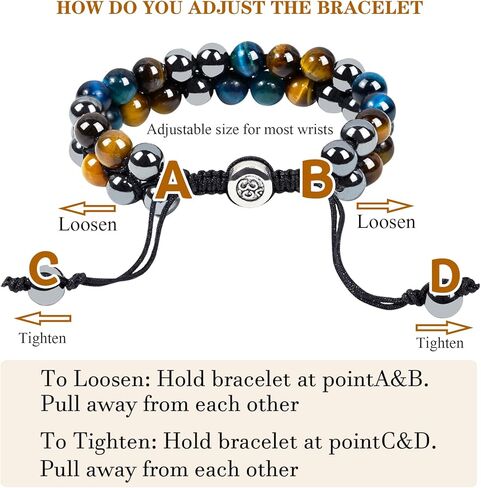 سوار حماية ثلاثي من حجر السج الأسود الطبيعي عين النمر الهيماتيت 10 ملم خرز كريستال سوار شفاء للرجال والنساء يجلب الرخاء والحظ والصحة in Kuwait