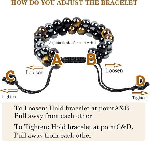 Triple Protection Bracelet Natural Black Obsidian Tigers Eye Hematite 10mm Beads Crystal Bracelet Handmade Bracelets for Men Women Bring Prosperity Luck and Health in Saudi Arabia