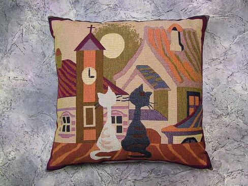 Tapestry Pillowcase. CAT LIFE - SPRING. 17.5 x 17.5 In (45х45 cm) in Saudi Arabia