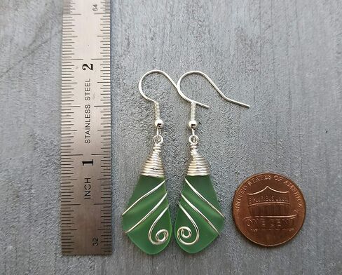 Yinahawaii Handmade Hawaiian Sea Glass Earrings, Wire Wrapped Earrings, Sea Glass Jewelry For Women Beach Jewelry For Women, Unique Birthday Gift For Women (Black) in Kuwait