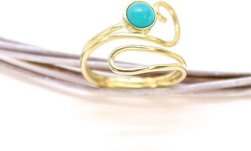 Turquoise ring, 14k Gold plating ring for Women, Open one size gold Ring, Unique ring, Boho ring, Turquoise everyday ring, Teen girls rings, Vintage rings, Ring size 4-9, Wrap ring in Saudi Arabia
