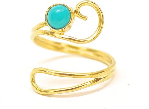 Turquoise ring, 14k Gold plating ring for Women, Open one size gold Ring, Unique ring, Boho ring, Turquoise everyday ring, Teen girls rings, Vintage rings, Ring size 4-9, Wrap ring in Saudi Arabia