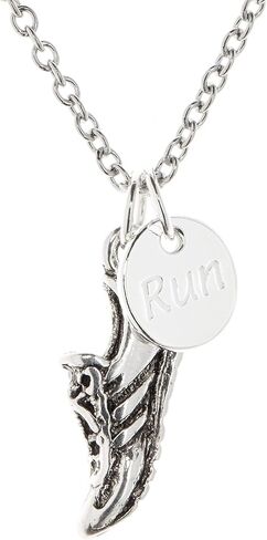 Running Necklace 18 inch, Running Jewelry, One TINY Run sterling silver running disc and a pewter running shoe on a 18 inch stainless steel chain. in Saudi Arabia