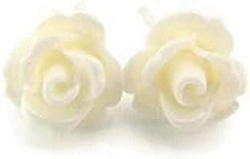 Pretty Smart 9mm Small Rose Studs Hypoallergenic Plastic Post Earrings Metal Sensitive Ears (Bright Pink) in Saudi Arabia