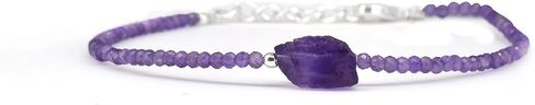 Gempires Blue Sapphire Bracelet for women, Faceted beads 2.4-2.5 mm with raw sapphire stone, September Birthstone, Gemstone Bracelet with 8 inch Adjustable Chain in Saudi Arabia