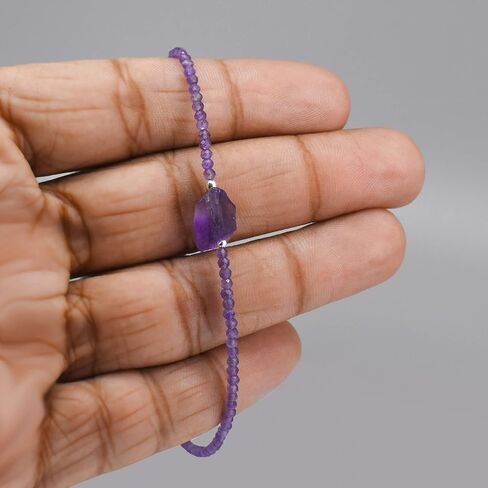 Gempires Blue Sapphire Bracelet for women, Faceted beads 2.4-2.5 mm with raw sapphire stone, September Birthstone, Gemstone Bracelet with 8 inch Adjustable Chain in Saudi Arabia