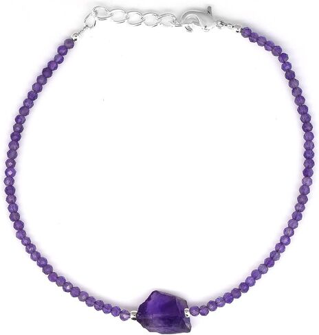Gempires Blue Sapphire Bracelet for women, Faceted beads 2.4-2.5 mm with raw sapphire stone, September Birthstone, Gemstone Bracelet with 8 inch Adjustable Chain in Saudi Arabia