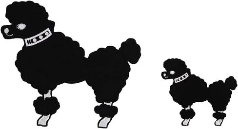 5.4" Large Black Poodle Embroidered Iron On Patches for poodle skirt DIY 50s costumes for women in Saudi Arabia