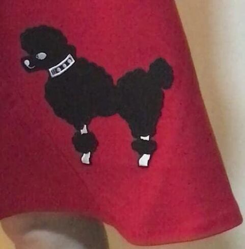 5.4" Large Black Poodle Embroidered Iron On Patches for poodle skirt DIY 50s costumes for women in Saudi Arabia