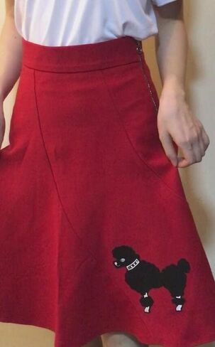 5.4" Large Black Poodle Embroidered Iron On Patches for poodle skirt DIY 50s costumes for women in Saudi Arabia