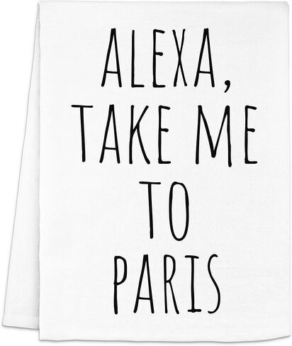 Funny Dish Towel, In This House We Dance When Alexa Plays Music, Flour Sack Kitchen Towel, Sweet Housewarming Gift, Farmhouse Kitchen Decor, White or Gray (Gray) in Kuwait