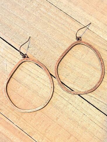 Asymmetric Copper Large Hoop Dangle Earrings Boho Bohemian in Kuwait