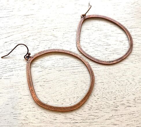 Asymmetric Copper Large Hoop Dangle Earrings Boho Bohemian in Kuwait