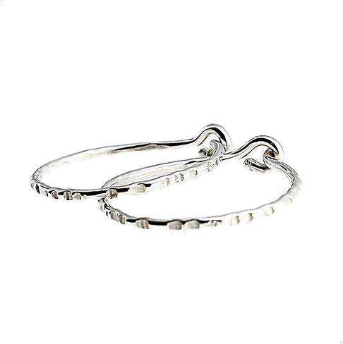 10mm Little Sterling Silver 22 GA Hammered Snap Mini Hugger Sleeper Small Cartilage Helix Tragus Thin Earrings (Delicate | Hammered, 10mm | 22 GA) in Kuwait