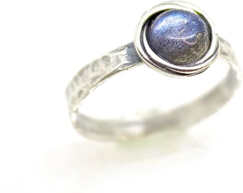 Amethyst sterling silver 925 ring band for women, Purple ring, Hammered stone stacking ring, Birthstone ring, Small stone ring (amethyst, 6) in Saudi Arabia