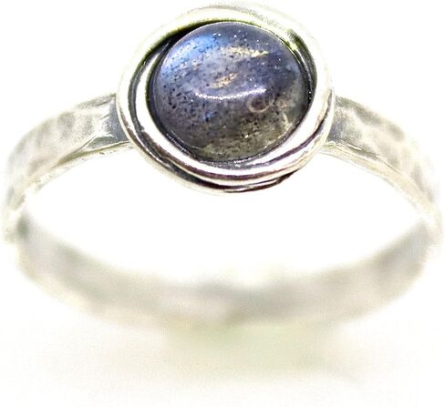 Amethyst sterling silver 925 ring band for women, Purple ring, Hammered stone stacking ring, Birthstone ring, Small stone ring (amethyst, 6) in Saudi Arabia