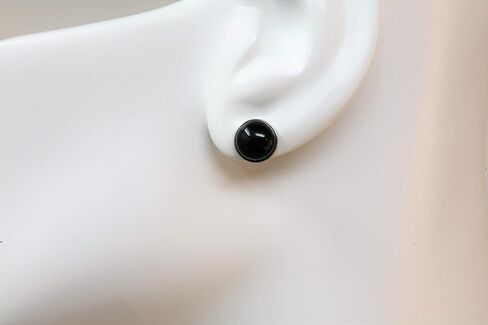 Salish Sea Inspirations Handmade Black Onyx Titanium Hypoallergenic Stud Earrings (Tiny 4mm) in Kuwait
