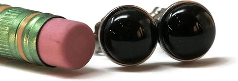 Salish Sea Inspirations Handmade Black Onyx Titanium Hypoallergenic Stud Earrings (Tiny 4mm) in Kuwait