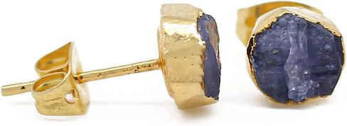 Gempires أقراط مرصعة بالجمشت الخام، حلق مرصع بلورات 5-7 مم، ترصيع أحجار كريمة خام، مطلية بالذهب عيار 14 قيراط، حجر بخت شهر فبراير، مجوهرات جمشت للنساء، هدية لها in Kuwait