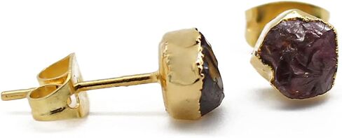 Gempires أقراط مرصعة بالجمشت الخام، حلق مرصع بلورات 5-7 مم، ترصيع أحجار كريمة خام، مطلية بالذهب عيار 14 قيراط، حجر بخت شهر فبراير، مجوهرات جمشت للنساء، هدية لها in Kuwait
