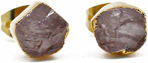 Gempires أقراط مرصعة بالجمشت الخام، حلق مرصع بلورات 5-7 مم، ترصيع أحجار كريمة خام، مطلية بالذهب عيار 14 قيراط، حجر بخت شهر فبراير، مجوهرات جمشت للنساء، هدية لها in Kuwait