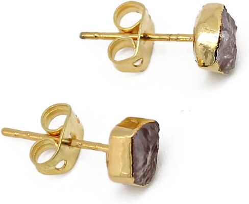 Gempires أقراط مرصعة بالجمشت الخام، حلق مرصع بلورات 5-7 مم، ترصيع أحجار كريمة خام، مطلية بالذهب عيار 14 قيراط، حجر بخت شهر فبراير، مجوهرات جمشت للنساء، هدية لها in Kuwait