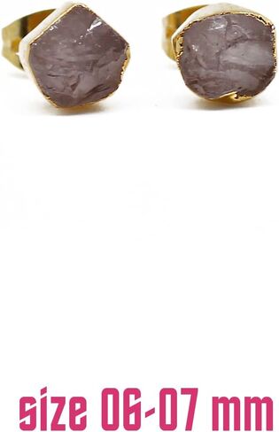 Gempires أقراط مرصعة بالجمشت الخام، حلق مرصع بلورات 5-7 مم، ترصيع أحجار كريمة خام، مطلية بالذهب عيار 14 قيراط، حجر بخت شهر فبراير، مجوهرات جمشت للنساء، هدية لها in Kuwait