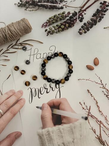 سوار الحماية الثلاثية - من Neicoo - أحجار طبيعية فاخرة 7A - سوار مطرز مقاس 10 ملم للرجال والنساء - جالب الحظ الجيد والحماية والسعادة - عين النمر - حجر السج الأسود - الهيماتيت in Kuwait