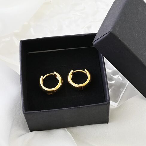 14K الذهب Huggie هوب أقراط هيبوالرجينيك اليدوية مكتنزة أقراط طارة ذهب للنساء الموضة العصرية in Saudi Arabia