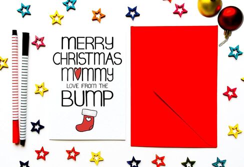 Christmas Card From The Bump For Mommy To Be, Holiday Card Pregnant Wife From Husband in Saudi Arabia